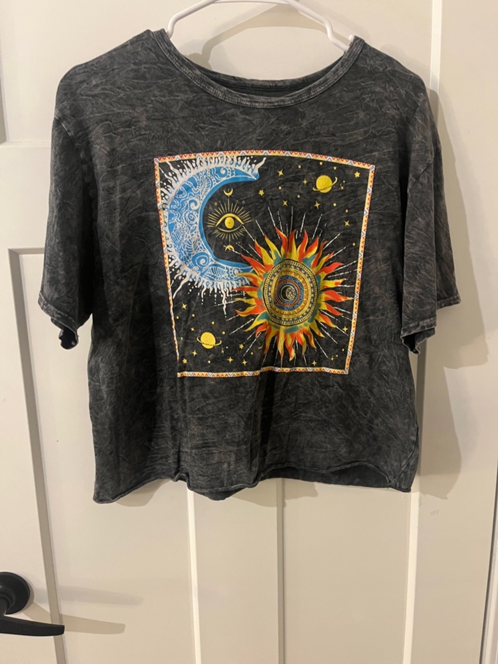 Caution To The Wind Black Sun & Moon Crop Top